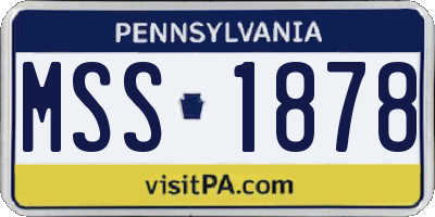 PA license plate MSS1878