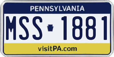 PA license plate MSS1881