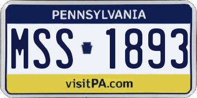 PA license plate MSS1893