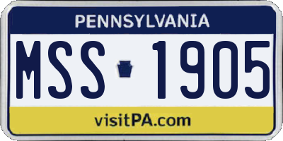 PA license plate MSS1905