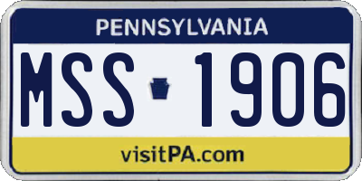 PA license plate MSS1906