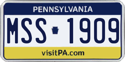 PA license plate MSS1909