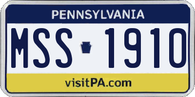 PA license plate MSS1910