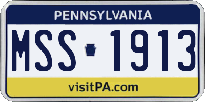 PA license plate MSS1913