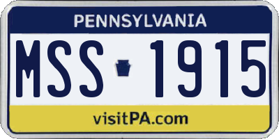 PA license plate MSS1915