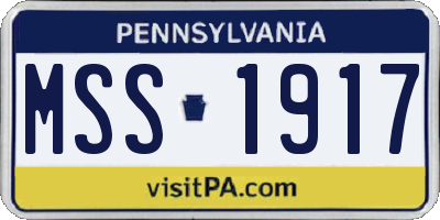 PA license plate MSS1917