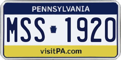 PA license plate MSS1920