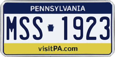 PA license plate MSS1923
