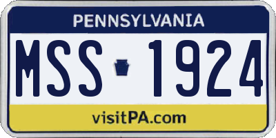 PA license plate MSS1924