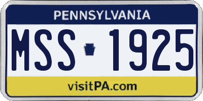 PA license plate MSS1925