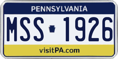 PA license plate MSS1926
