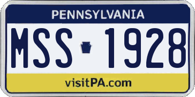 PA license plate MSS1928