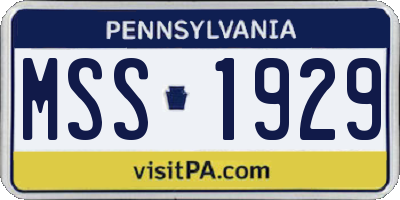PA license plate MSS1929