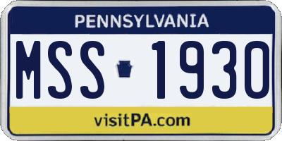 PA license plate MSS1930
