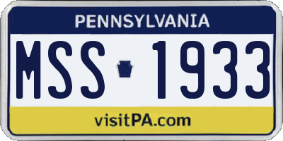 PA license plate MSS1933