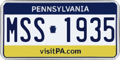 PA license plate MSS1935