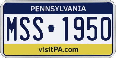 PA license plate MSS1950