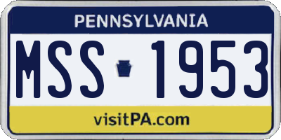 PA license plate MSS1953