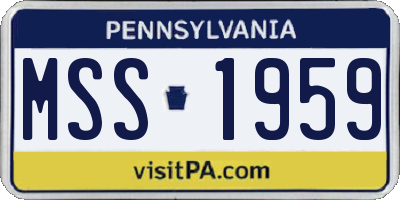 PA license plate MSS1959