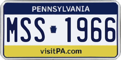 PA license plate MSS1966