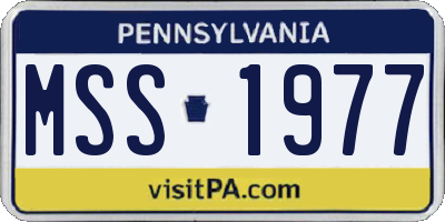PA license plate MSS1977
