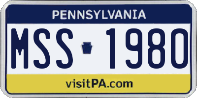 PA license plate MSS1980
