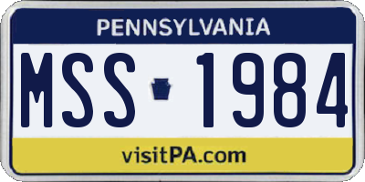 PA license plate MSS1984
