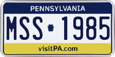 PA license plate MSS1985
