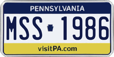PA license plate MSS1986