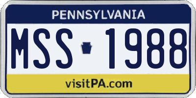 PA license plate MSS1988