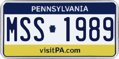 PA license plate MSS1989
