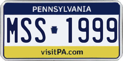 PA license plate MSS1999