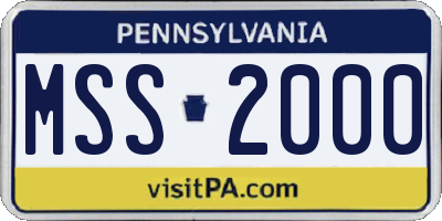 PA license plate MSS2000