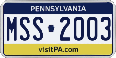PA license plate MSS2003
