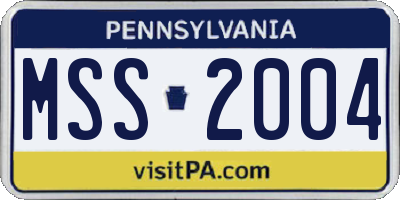 PA license plate MSS2004