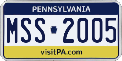 PA license plate MSS2005