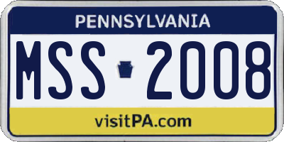 PA license plate MSS2008