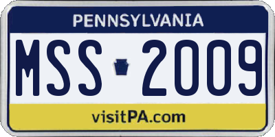 PA license plate MSS2009