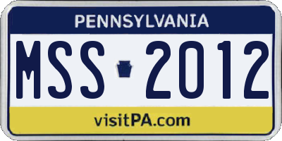 PA license plate MSS2012