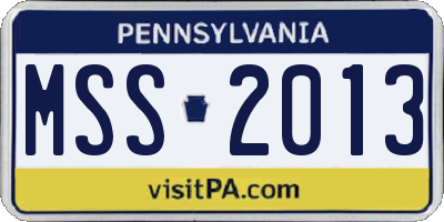 PA license plate MSS2013