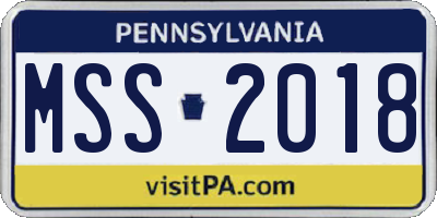 PA license plate MSS2018