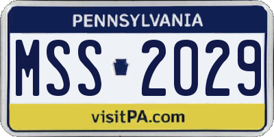 PA license plate MSS2029