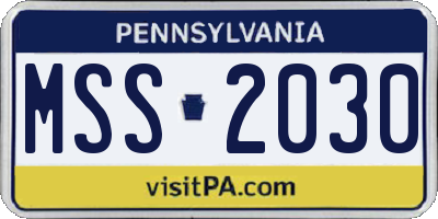 PA license plate MSS2030