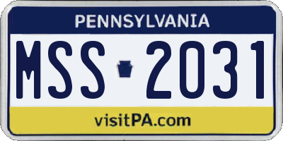 PA license plate MSS2031
