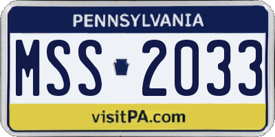 PA license plate MSS2033