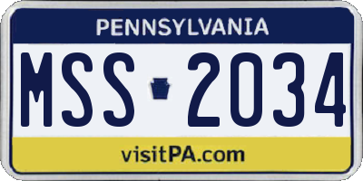 PA license plate MSS2034