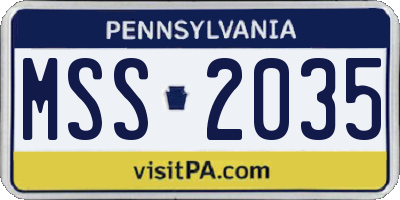 PA license plate MSS2035