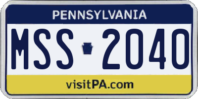 PA license plate MSS2040