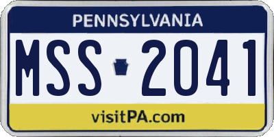 PA license plate MSS2041
