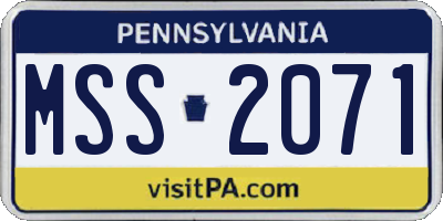 PA license plate MSS2071